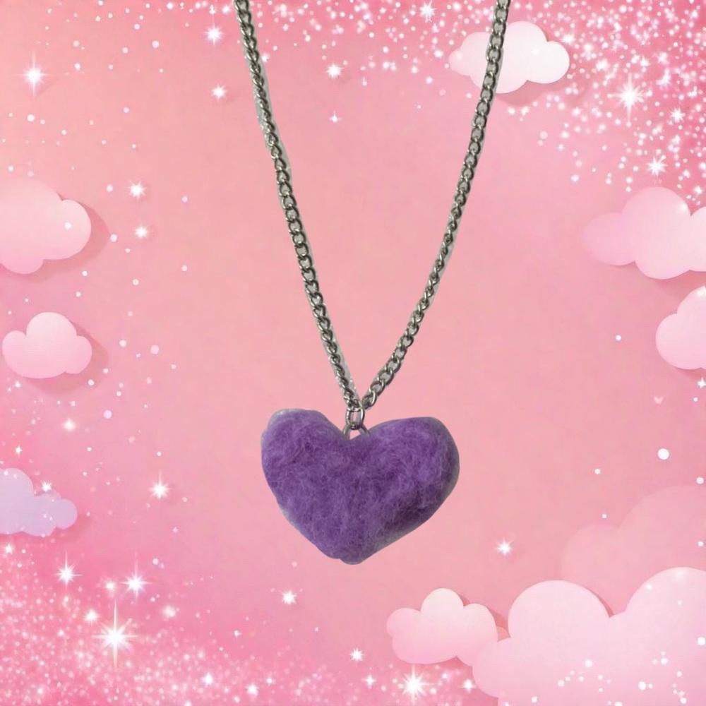 Needle Felted Heart Necklace MADE TO ORDER, DM BEFORE PURCHASING